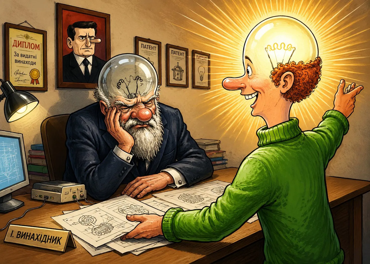 Cartoon “A Bright Head” by Oleksandr Zinovyev