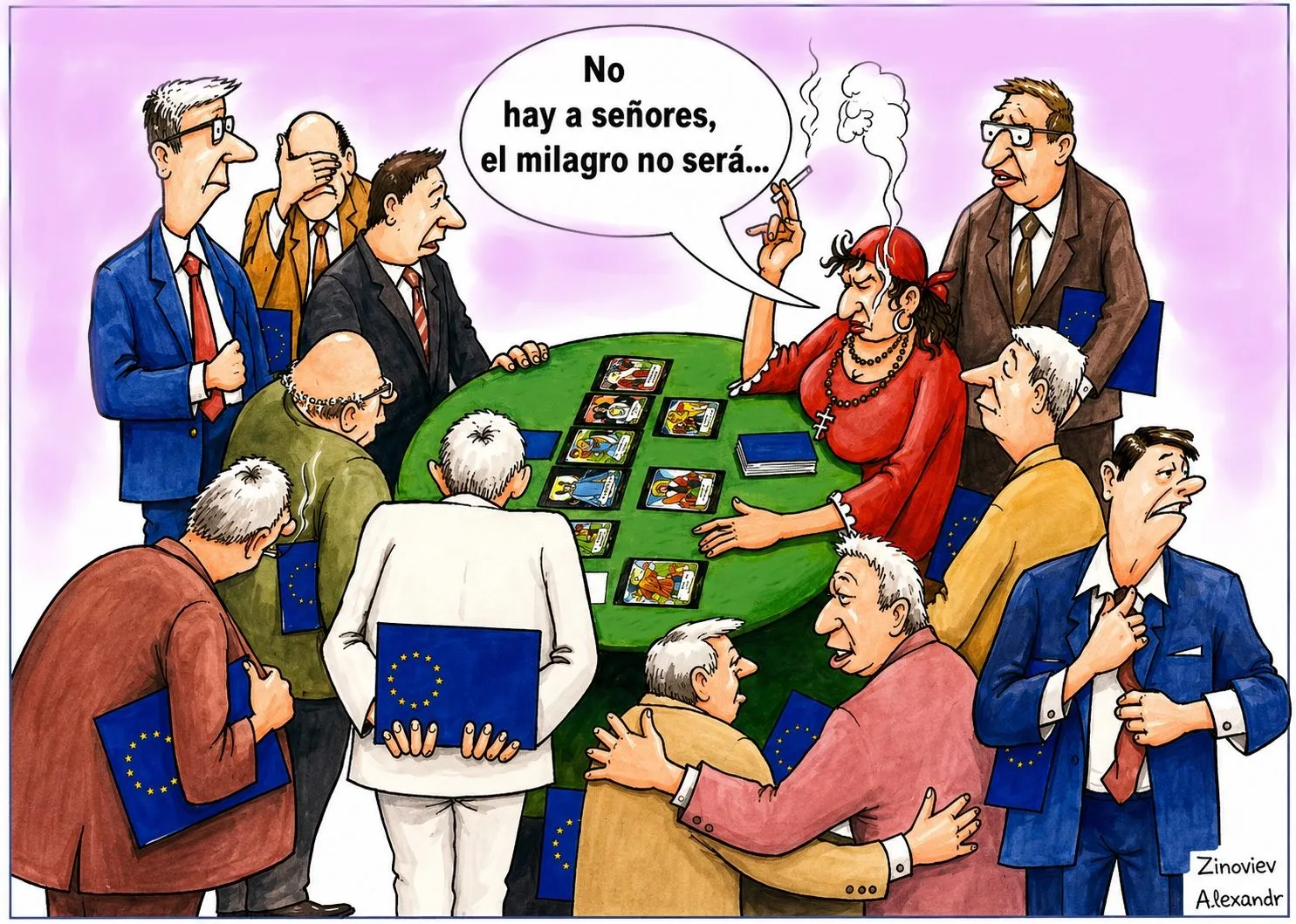 Cartoon “No, Gentlemen — There Will Be No Miracle” by Oleksandr Zinovyev