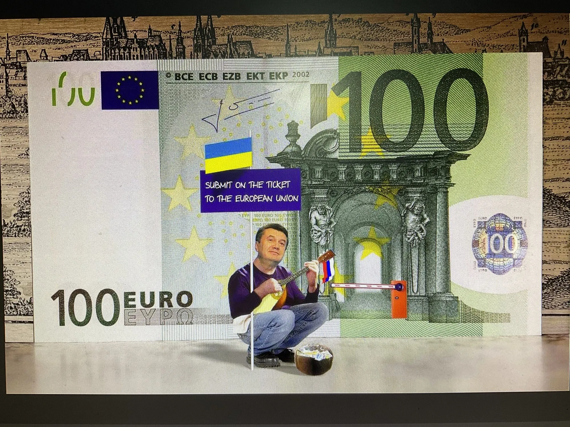 Cartoon “Spare a Ticket to Europe” by Oleksandr Zinovyev