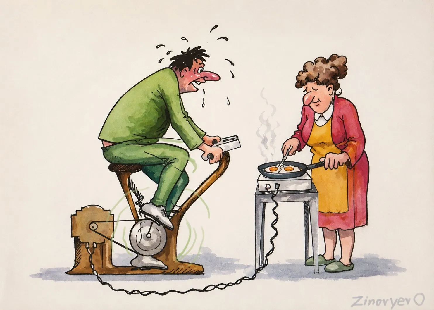 Cartoon “He Who Works, Eats” by Oleksandr Zinovyev