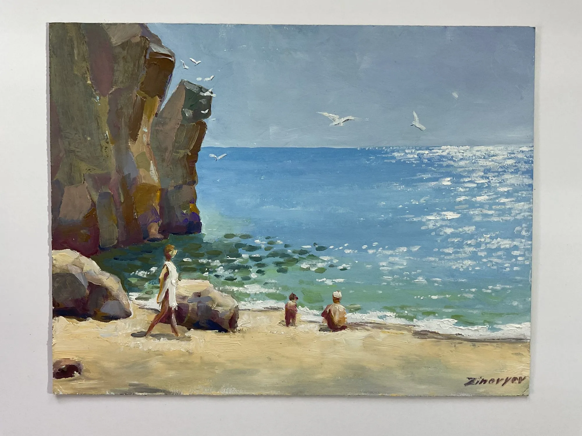 Painting “Studies: By the Ocean, Near the Rocks” by Oleksandr Zinovyev