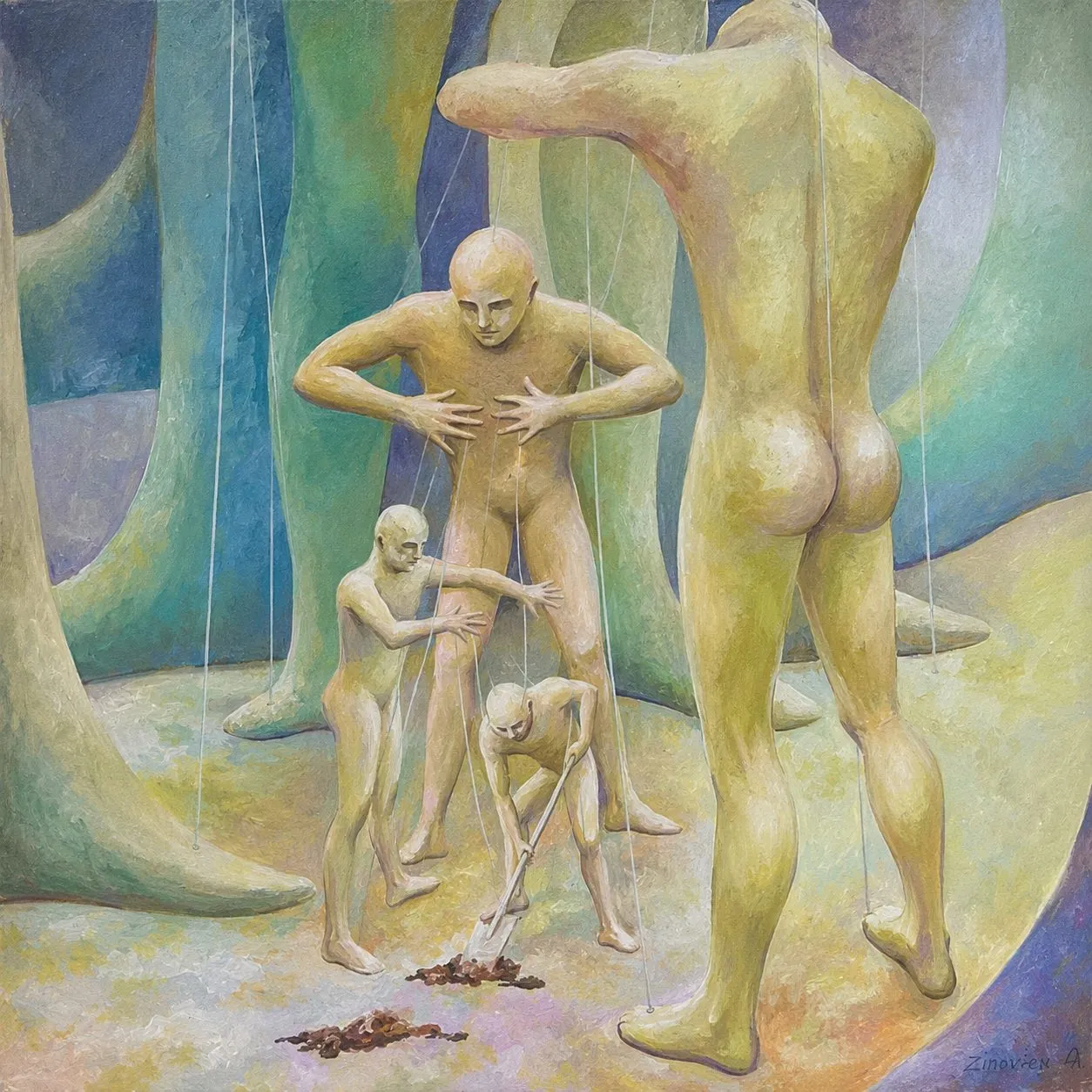 Painting “Puppeteers” by Oleksandr Zinovyev