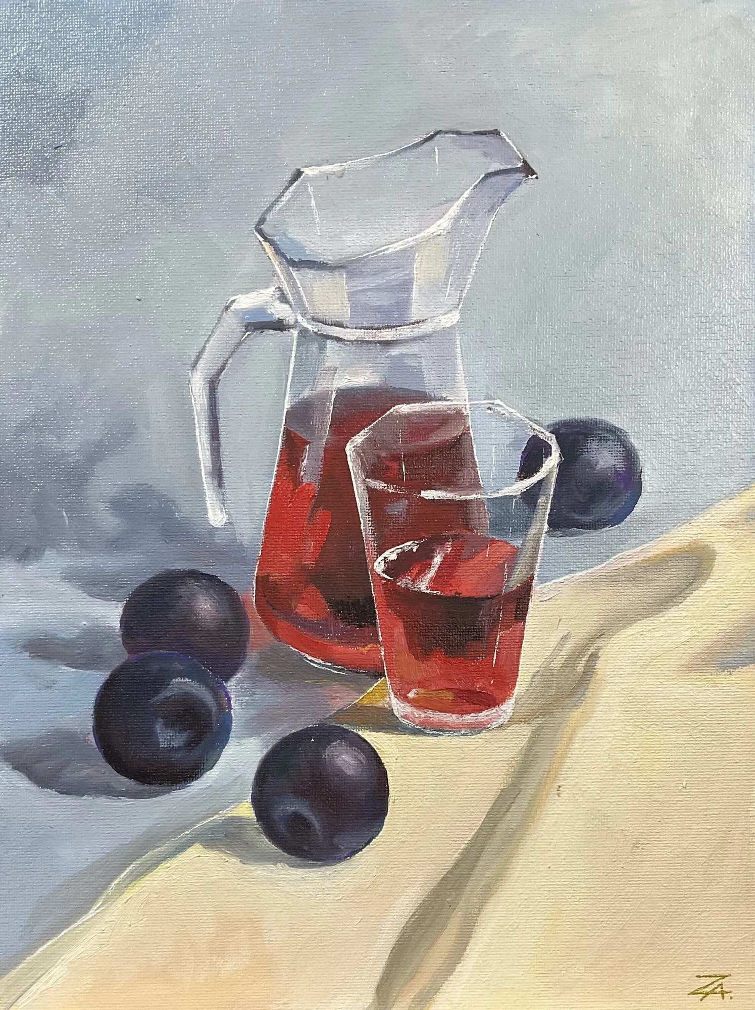 Painting “Plums with a Carafe” by Oleksandr Zinovyev